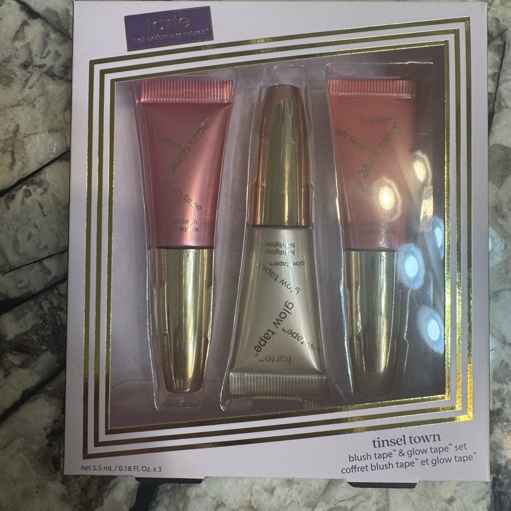 Tarte Tinsel Town Blush & Glow Set - NIB pearl glow, rose, satin buffed rose